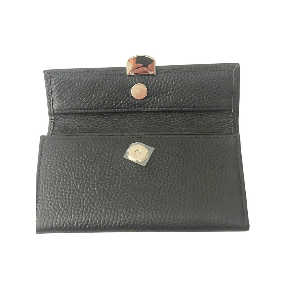 Prune Black Pebbled Leather Continental Wallet P101436F0 NWT